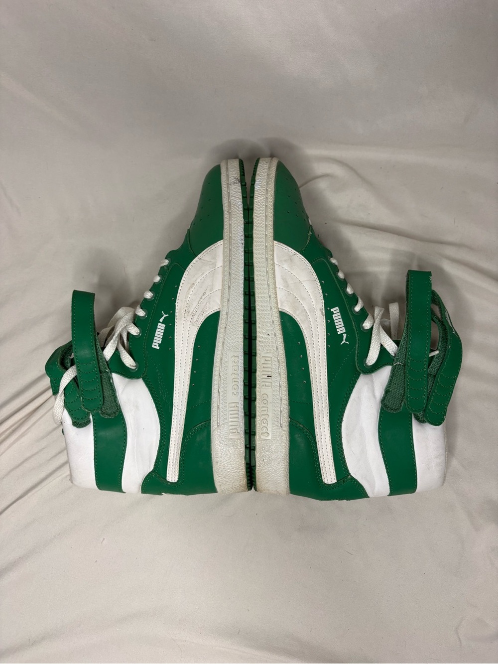 Puma Green & White High-Top Sneakers with Strap